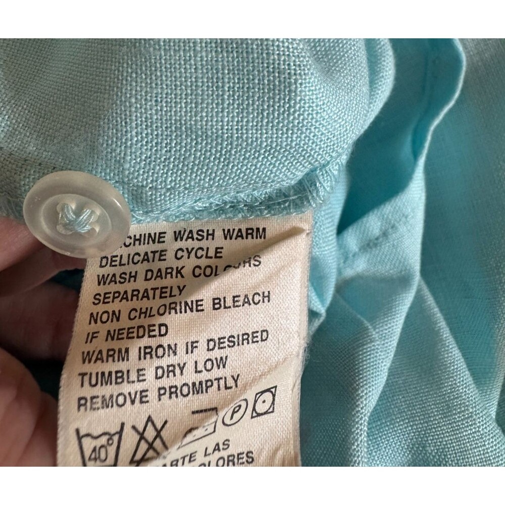 Liz Claiborne Linen Button Down Shirt Women’s S Blue Coastal Beachy Lightweight - Picture 8 of 8